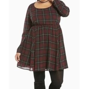 Women's Plus Size Torrid Plaid Long Sleeve Skater Dress Size 4X